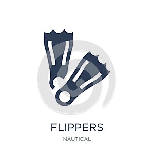 Flippers icon. Trendy flat vector Flippers icon on white background from Nautical collection