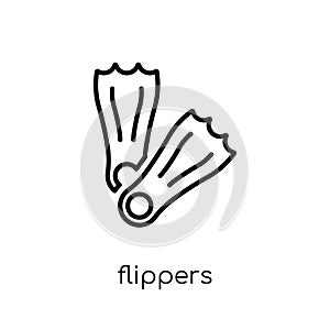 Flippers icon. Trendy modern flat linear vector Flippers icon on