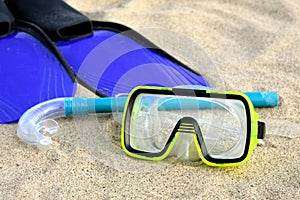 Flippers, snorkel and mask