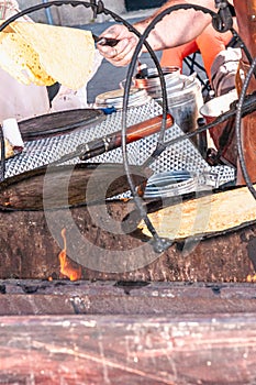 Flipping crape, at St. Reim fair, France