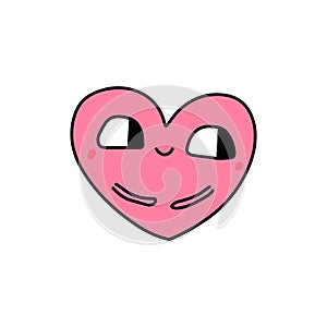 Flirt heart symbol doodle illustration icon in cartoon comic kawaii face