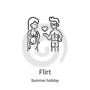 flirt icon vector from summer holiday collection. Thin line flirt outline icon vector illustration. Linear symbol for use on web