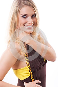 Flirtatious beautiful young blond woman photo