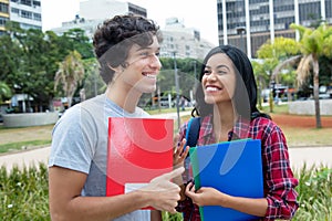 Flirting student couple on campus