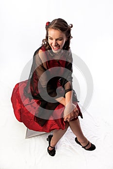 Flirty Young Lady in a Red Dress