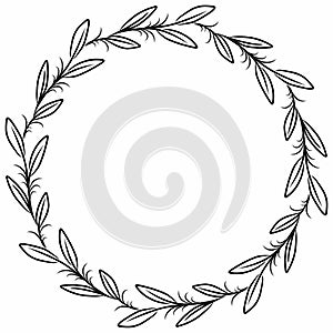 Fliwer wreath, Aesthetic circle frame etnic illustration