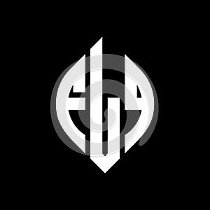 FLO circle letter logo design with circle and ellipse shape. FLO ellipse letters with typographic style. The three initials form a