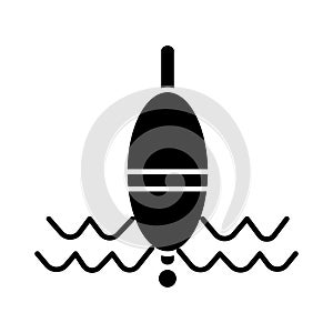 Float fishing icon, vector illustration, black sign on isolated background