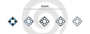 Float icon in different style vector illustration. two colored and black float vector icons designed in filled, outline, line and