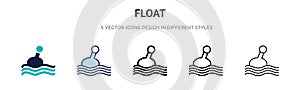 Float icon in filled, thin line, outline and stroke style. Vector illustration of two colored and black float vector icons designs