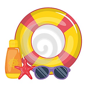 Float lifeguard with blocker solar and sunglasses