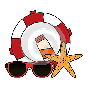 float lifeguard with sunglasses and starfish