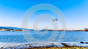 Float plane taking off from the Vancouver Harbor.