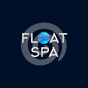 Float Spa logo. Blue waves in a circle on a dark background. Thalassotherapy, spa resort emblem. photo
