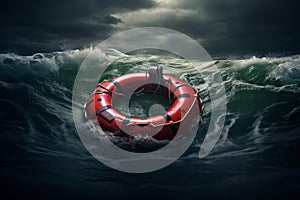 Floatable Life buoy rescue ring sea. Generate AI