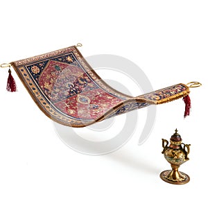 Floated magic carpet isolated on white background