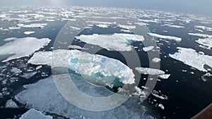 Floated next to an ice floe icebreaker in Arctic.