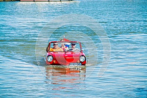 Floating Amphicar Oldtimer at the annual national oldtimer day in Lelystad