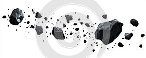 Floating Asteroids Isolated on White Background