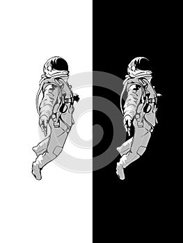 Floating Astronaut, Spaceman good with black background, shade design, Vector design