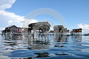 Floating Bajau fisherman's house on the sea