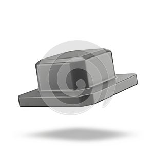 Floating beveled edge riser cap, plastic, floating in mid air horizontally, on solid white background