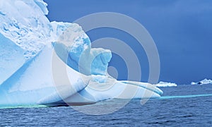 Floating Blue Iceberg Closeup Water Antarctica