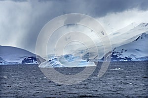 Floating Blue Iceberg Snow Glaciers Charlotte Harbor Antarctica