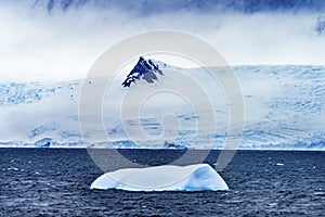 Floating Blue Iceberg Snow Glaciers Mountains Charlotte Bay Antarctica