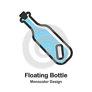 Floating Bottle Monocolor Illustration