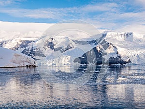 Floating brash ice and glaciers of Lester Cove and Neko Harbor