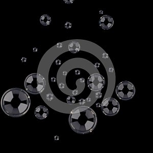 Floating bubbles on black background
