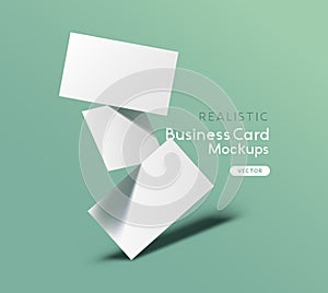 Floating Business Cards Mockup Vector