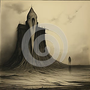 Floating Castle: A Surreal Illustration Inspired By Alfred Kubin\'s Book