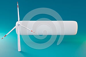 floating chat symbol for phone application on colorfull infinite background miniature windmill sustainablity renewable energy