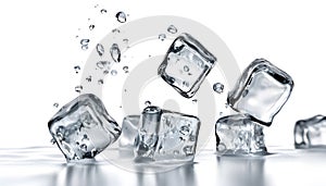 Floating clear ice cubes isolated asset
