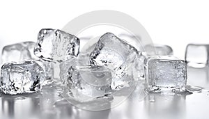 Floating clear ice cubes isolated asset
