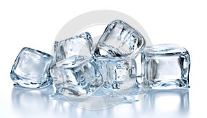 Floating clear ice cubes isolated asset