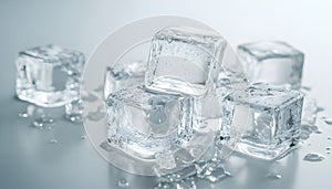Floating clear ice cubes isolated asset