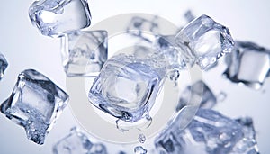 Floating clear ice cubes isolated asset