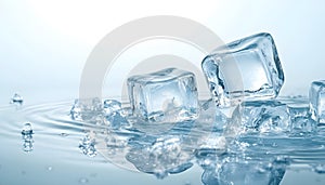 Floating clear ice cubes isolated asset