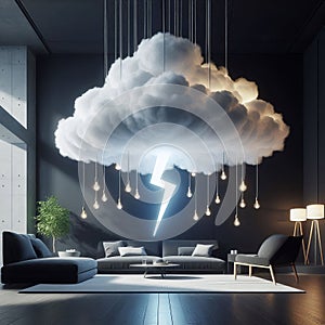 Floating Cloud Light Suspends a cloud like structure from the ce photo
