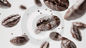 The Floating Coffee Beans. AI generated