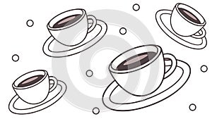 Floating Coffee Cups and Beans Seamless Pattern Vector, vector design Generative AI