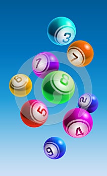 Floating Colorful Lottery Bingo Balls From 1 to 9