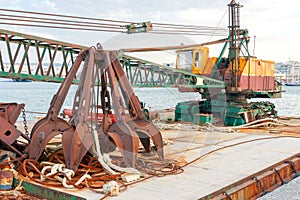 Floating crane on the barge.