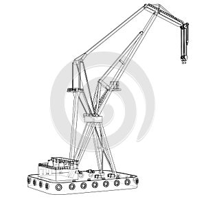 Floating crane. Vector