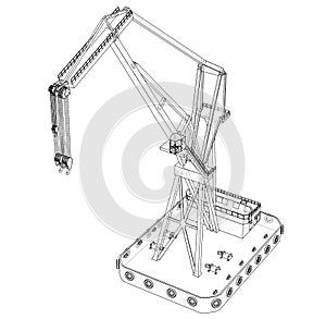 Floating crane. Vector