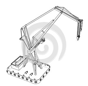 Floating crane. Vector
