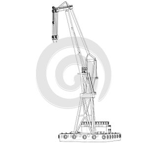 Floating crane. Vector